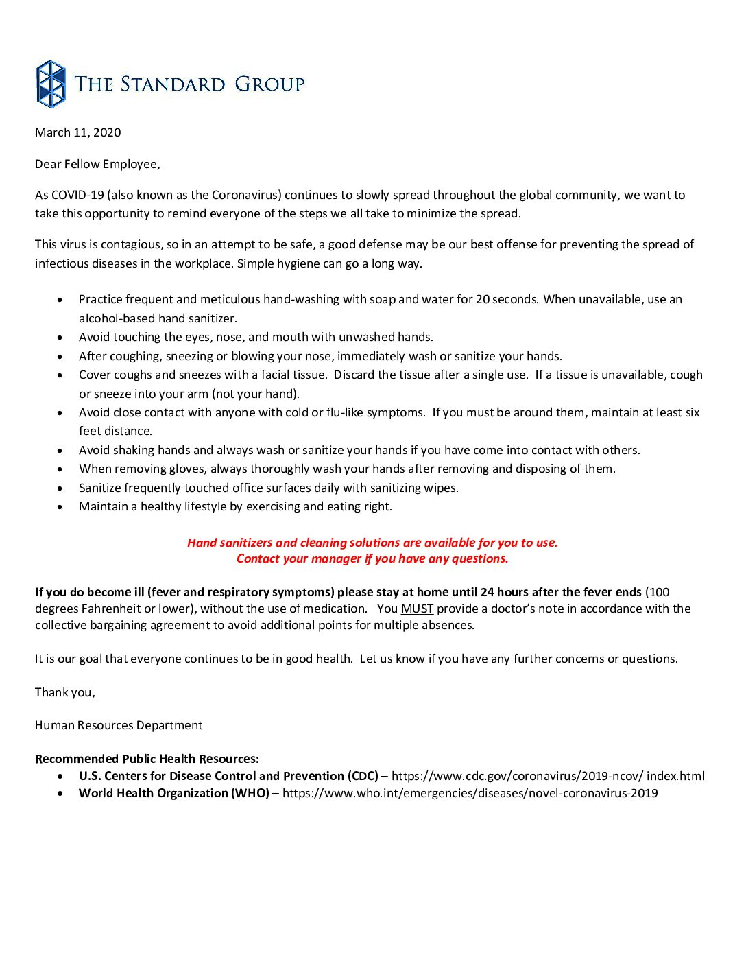 20_03 Coronavirus Memo 03-11-20