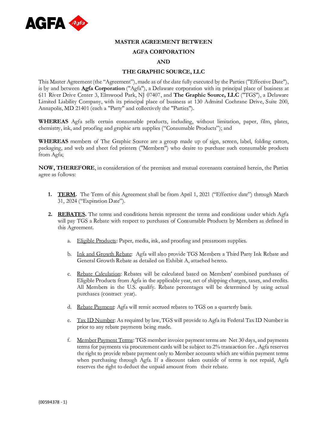 AGFA Master Agreement 2021