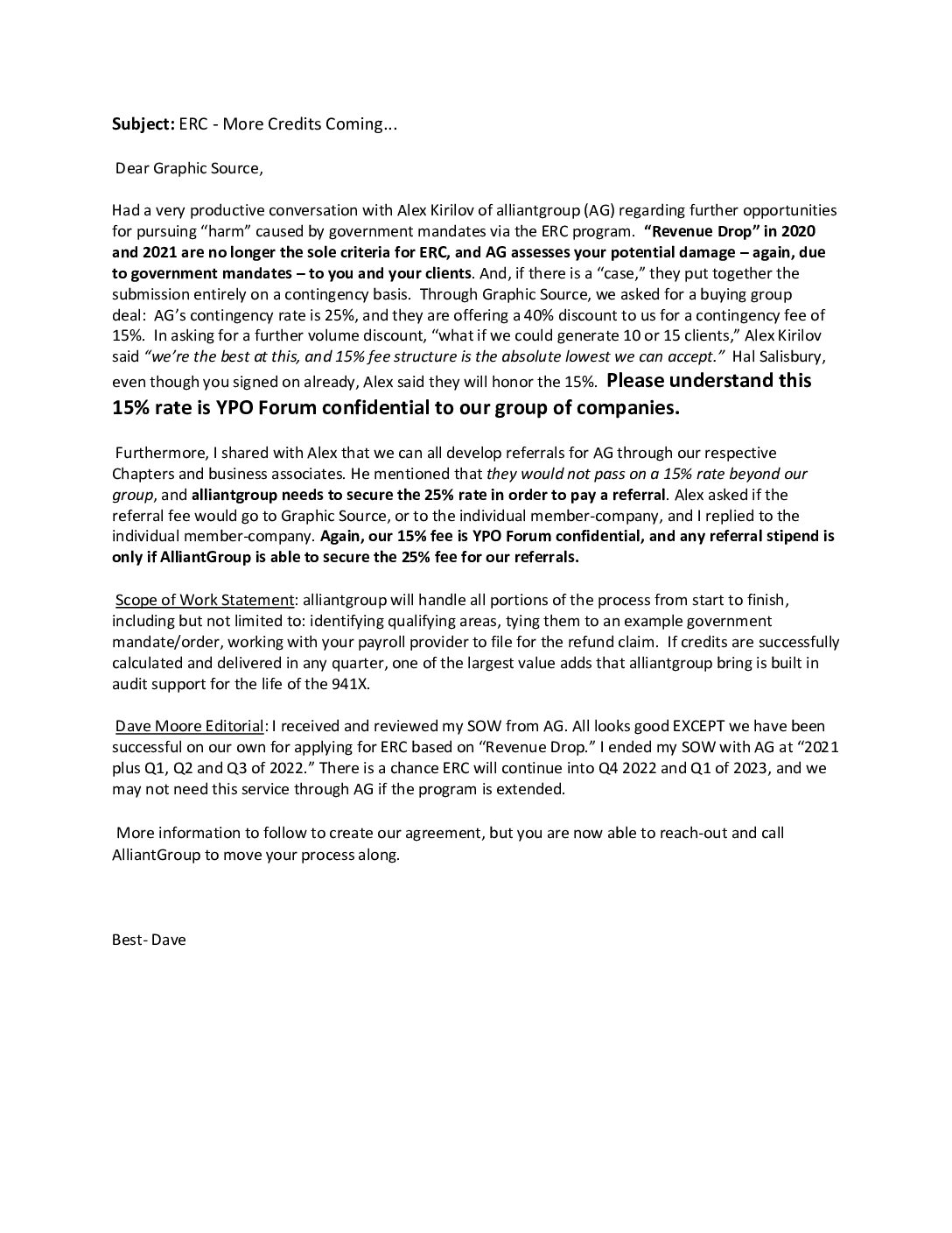 AliantGroup Agreement