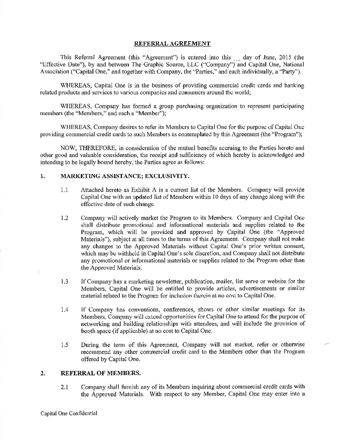 Capital One Agreement – June 2015