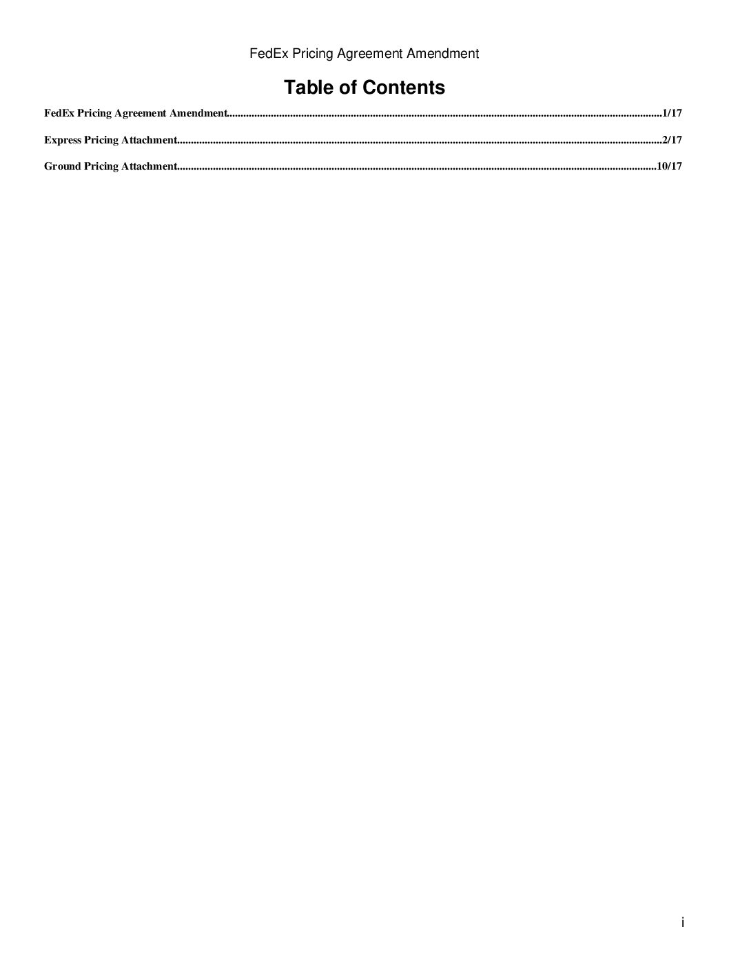 Fed Ex Agreement Amendment