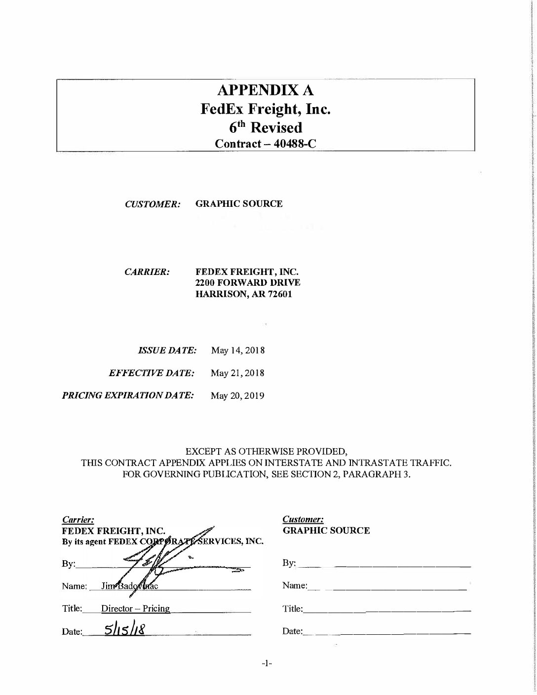 FedEx Freight Inc 6th Revised 5-14-2018