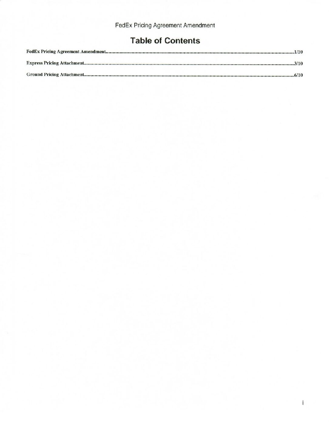 Federal Express Pricing Agreement Amendment Signed 1-4-2019