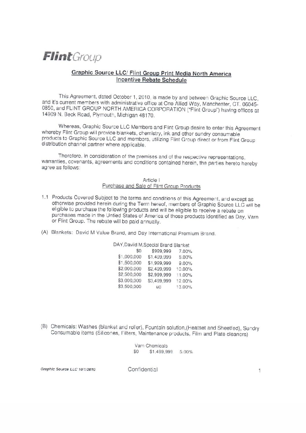 Flint Group Agreement 10-01-2010