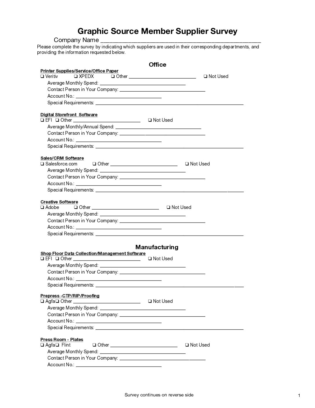 Graphic Source Supplier Survey