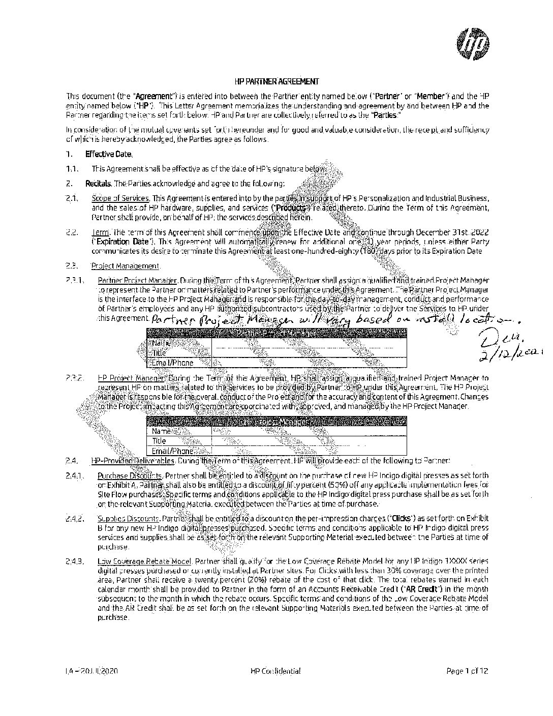 HP Digital Press Agreement 2021