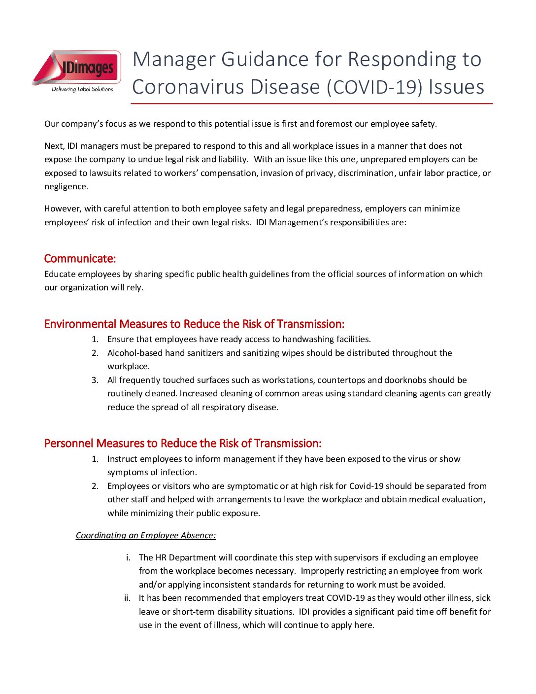 Mgr Guidance for Responding to Coronavirus Disease (Covid-19)