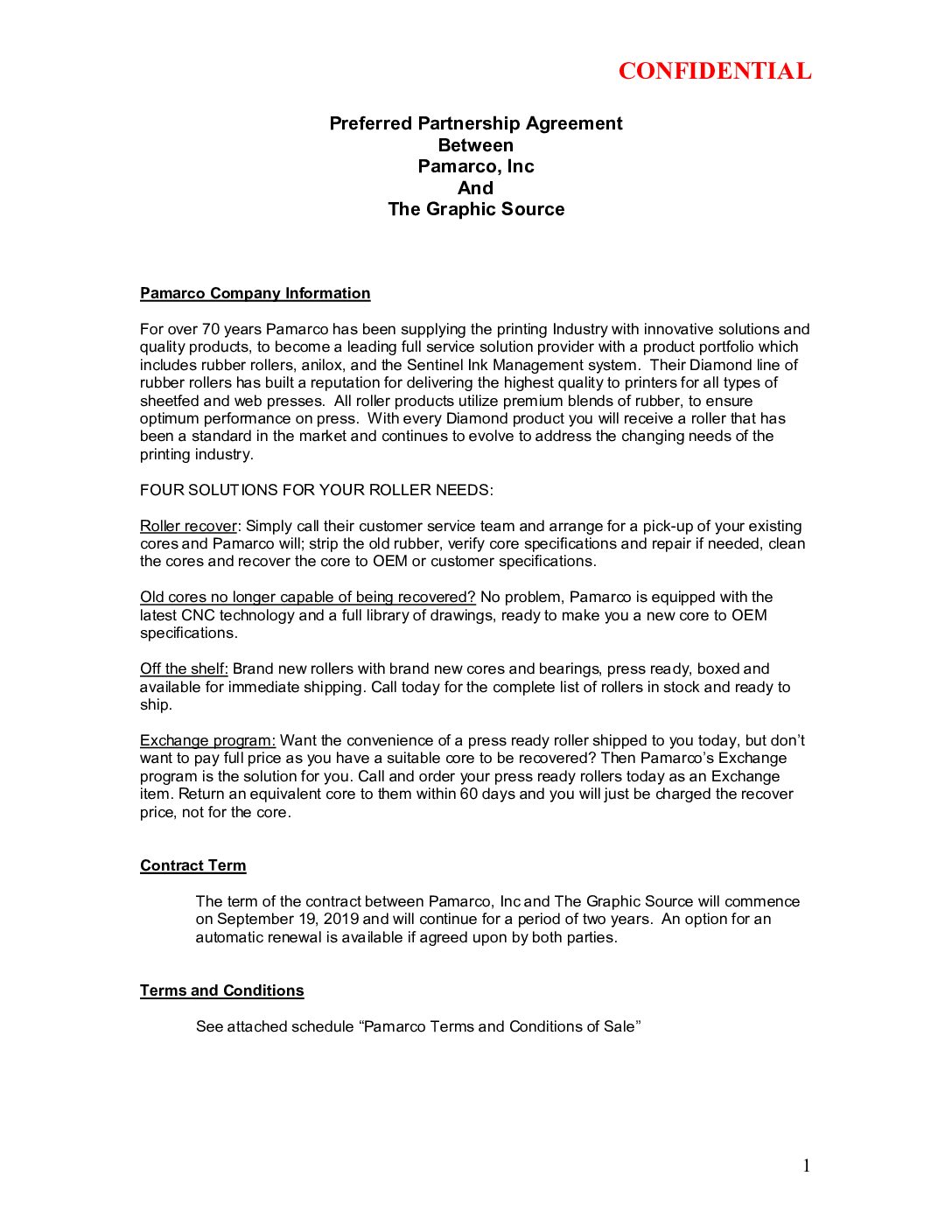 Pamarco Preferred Partnership Agreement – abstract