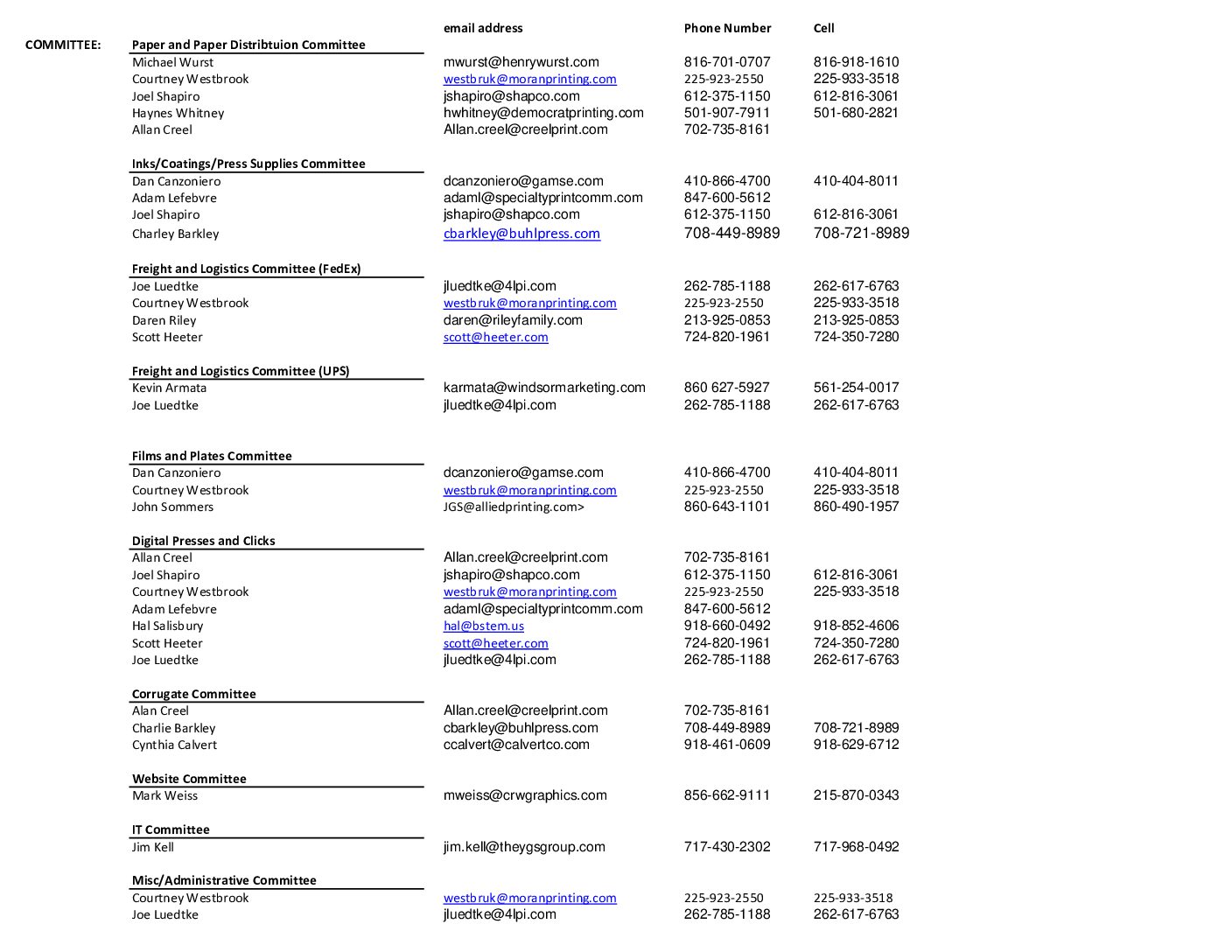 TGS Committees July 2016