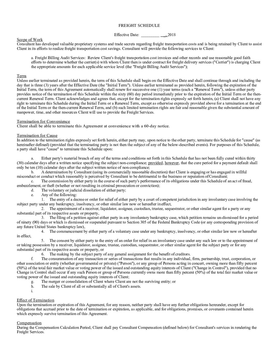 TI Freight Schedule Individual Member Agreement